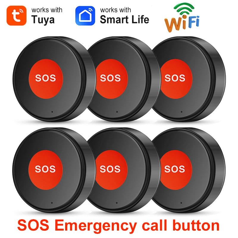 Tuya WiFi SOS Emergency Medical Alert Button for Elderly Patient Built-In Rechargeable Battery Smart Life APP
