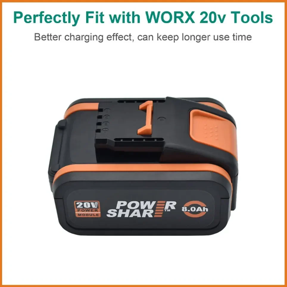 Rechargeable Battery For worx 20V 8.0Ah Lithium battery WA3553 WA3551 WA3553.1 WA3570 for All WORX Electric and Garden Tools