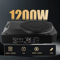 Hikity 800W 10" Ultra-Thin Subwoofer 12V Under-Seat Car Audio Active Subwoofer With Audio Cable Audio Processor Music Player 4