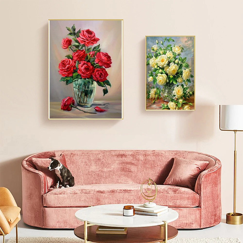 Diamond Painting YOUQU DIY 5D Diamond Painting Flowers Diamond Embroidery Rose Flowers Rhinestone Mosaic Birthday Gift Home Decoration