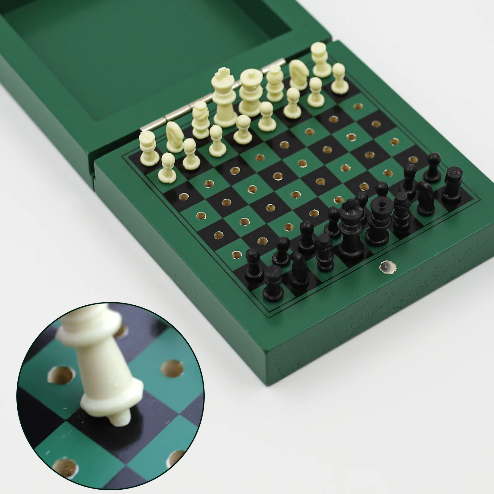 TUNJILOOL Mini Portable 3 in 1 Wooden Chess Board Folding Wooden LUDO Chess Checkers Games For Kid And Adults Travel Camping Toy