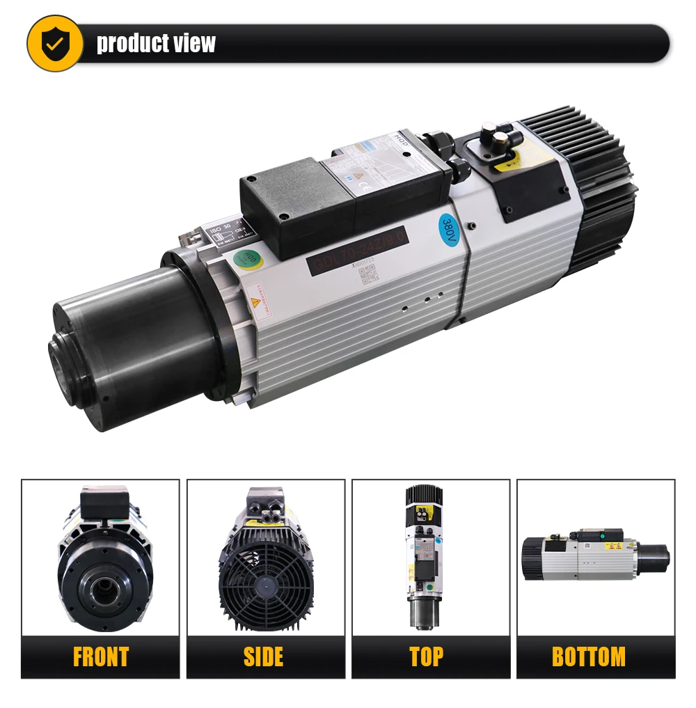 HQD 9KW ATC CNC Spindle Motor For wood Aluminium soft metal ISO30 24000rpm + 11k