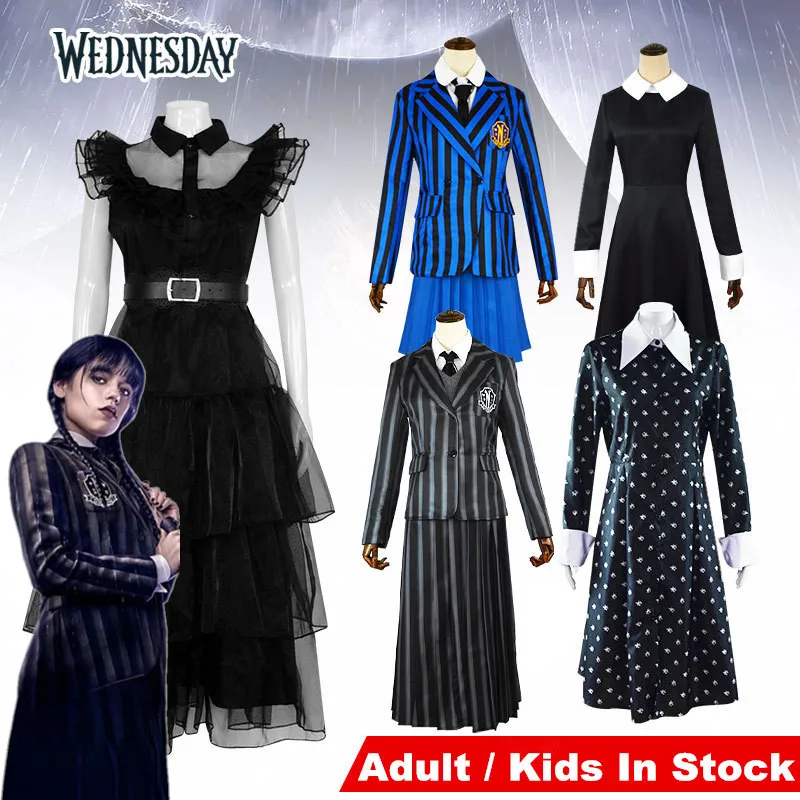 The Addams Family Wednesday Addams Gothic Cosplay Halloween Adult