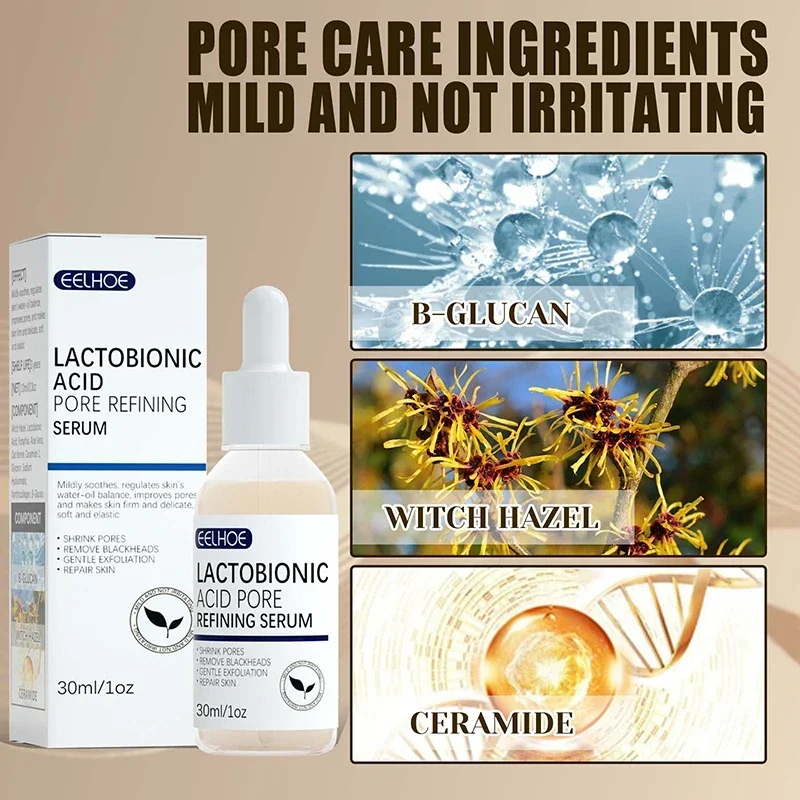 Facial Serum Lactobionic Acid Pore Shrink Hyaluronic Acid Moisturizing Nourishing Essence Firming Brighten Korean Cosmetics facial serum