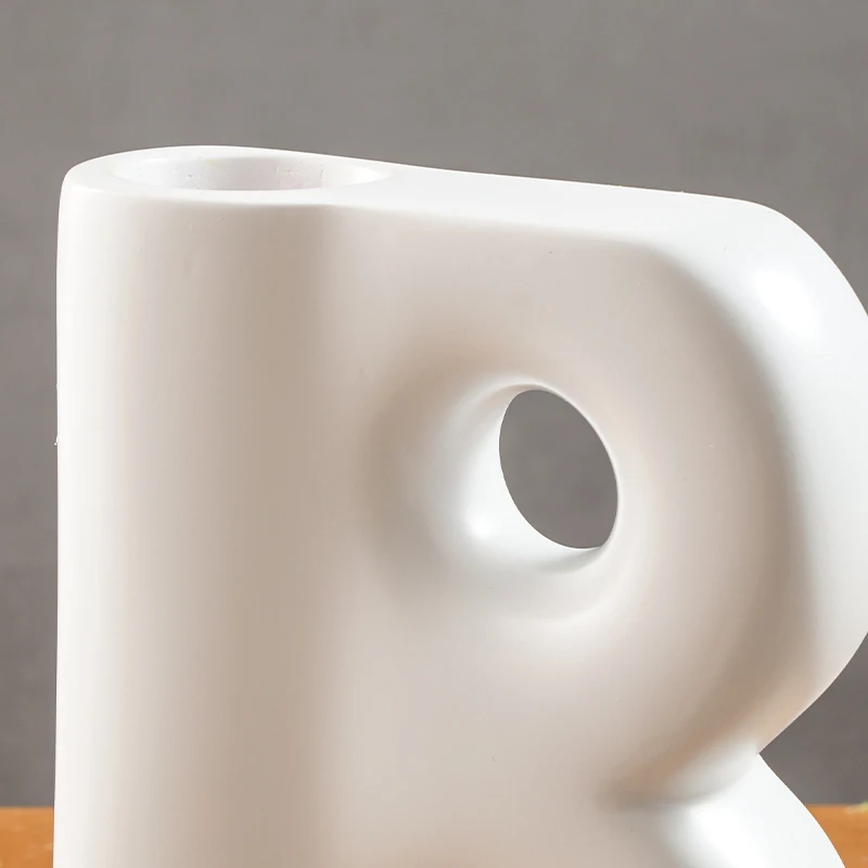 1PC, creative B-shaped decorative vase, simple white indoor home desktop decoration handicraft