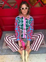 2025 hiver femmes fleur imprimé Parkas revers simple boutonnage à manches longues poche matelassé manteau femme Vintege dame nouveau dans les vêtements d'extérieur 5
