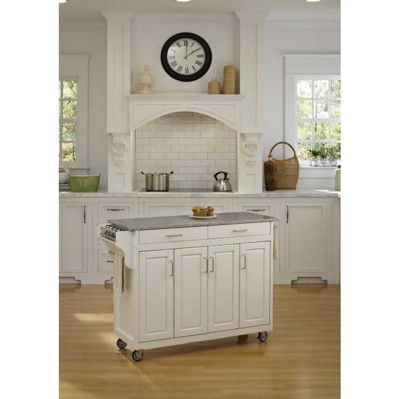 Create-a-Cart Natural 4 Door Cabinet Kitchen Cart with Gray Granite Top by Home Styles