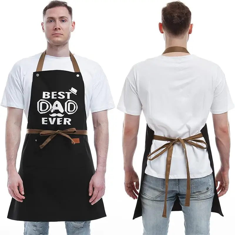 Fashion Printed Best DAD Kitchen Apron Father's Day Gift Man BBQ Cooking Chef Apron 3 Pockets Unique Birthday Thanksgiving Apron 5