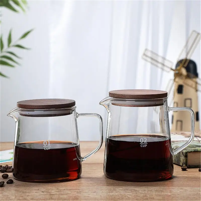 

Glass Pitcher With Lid Pour Over Coffee Server With Spout Teapot Liquid Dispenser Heat Resistant Coffee Pot Kitchen Supplies