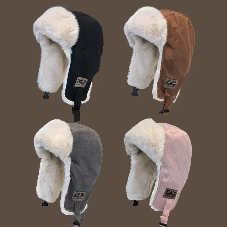 

2023Autumn Winter New Women's Hat with Plush and Thickening for Outdoor Ear Protection Wind and Cold Protection Thunderstorm Hat