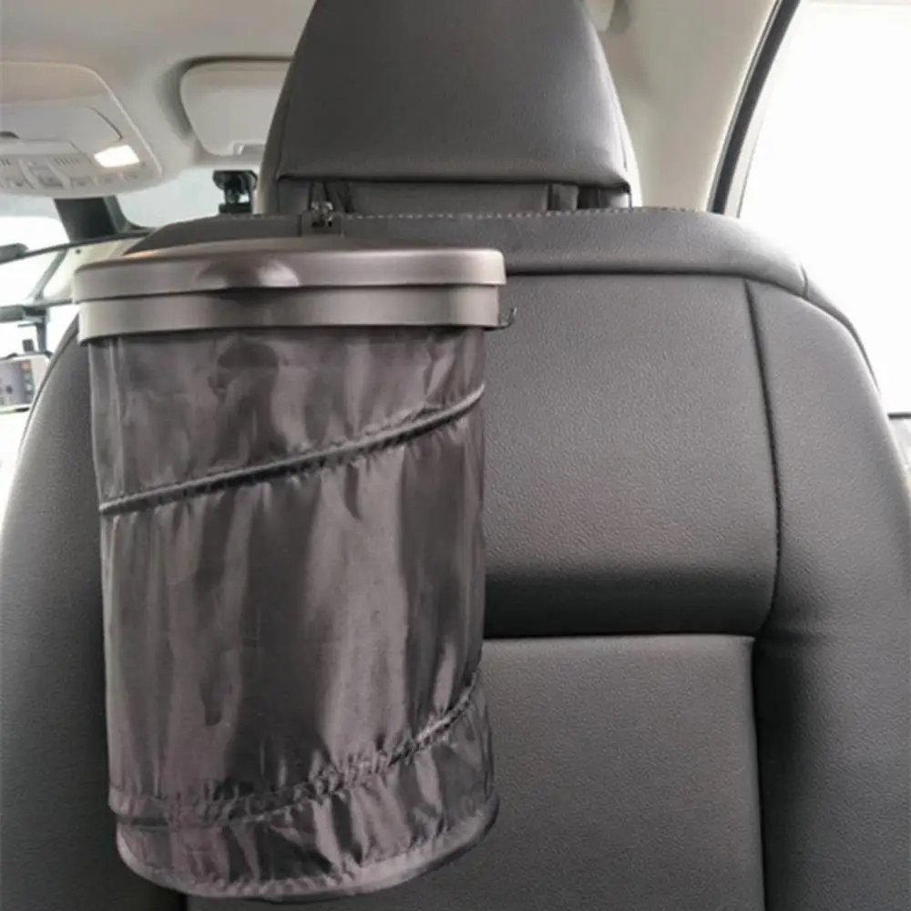 Trash Bag Garbage Can Portable Foldable Traveling Car Cylindrical Organizer With Lid Light Weight And Large Capacity
