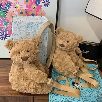Borsa da donna a forma di orsacchiotto di cartone animato carino giapponese di moda di lusso leggero Zaini per bambole di peluche in rotolo autunno e inverno alla moda