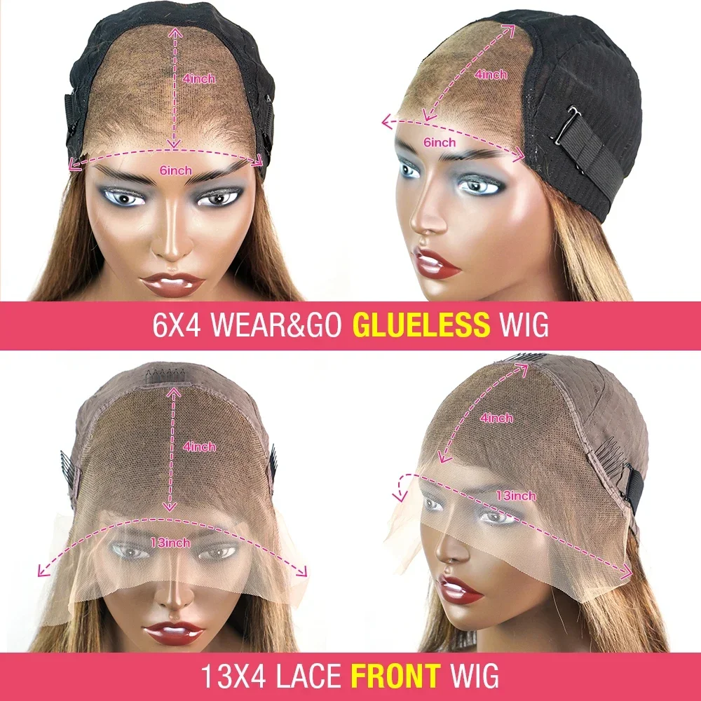 Human hair wig Highlight Glueless Wig Human Hair Ready To Wear And Go Preplucked Straight 13x4 HD Lace Frontal Colored Human Hair Wigs