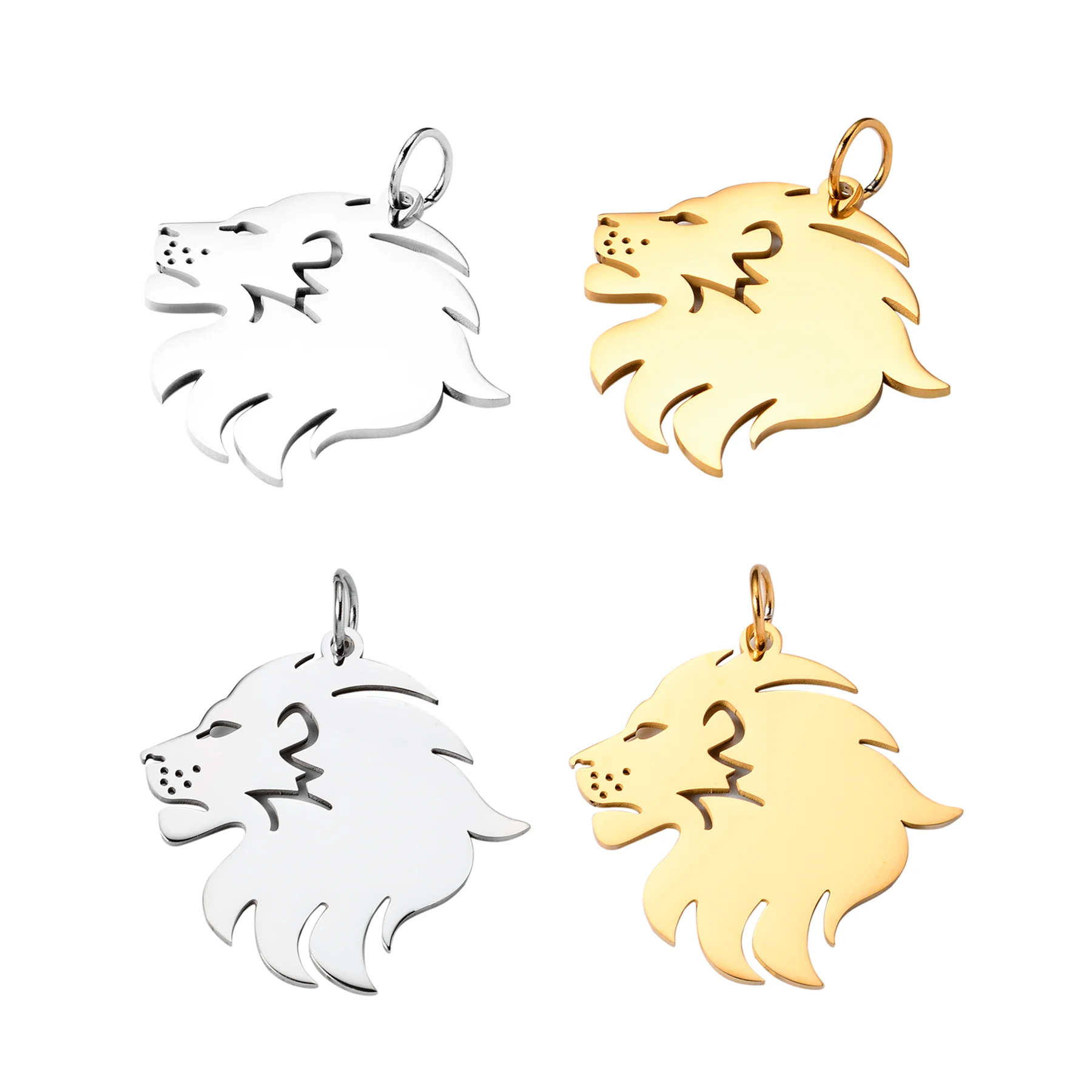 3Pcs Edelstahl Hohl Lion Kopf Anhänger Für Männer Mode Vintage Metall Tiere Charme Für DIY Schmuck Machen Zubehör