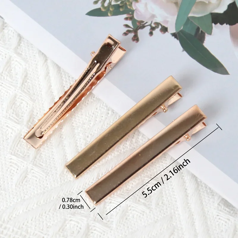 50Pcs Metal Alligator Hair Clips Duckbill Blank Setting Base DIY Women Hairpins Barrette Ornament Hair Styling Tool Accessories