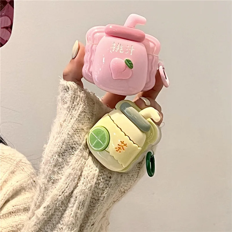 

Creative Peach Lemon Juice Bottle Suitable for airpods pro Case 3 generation Apple Wireles Bluetooth headphone cover cushion pad