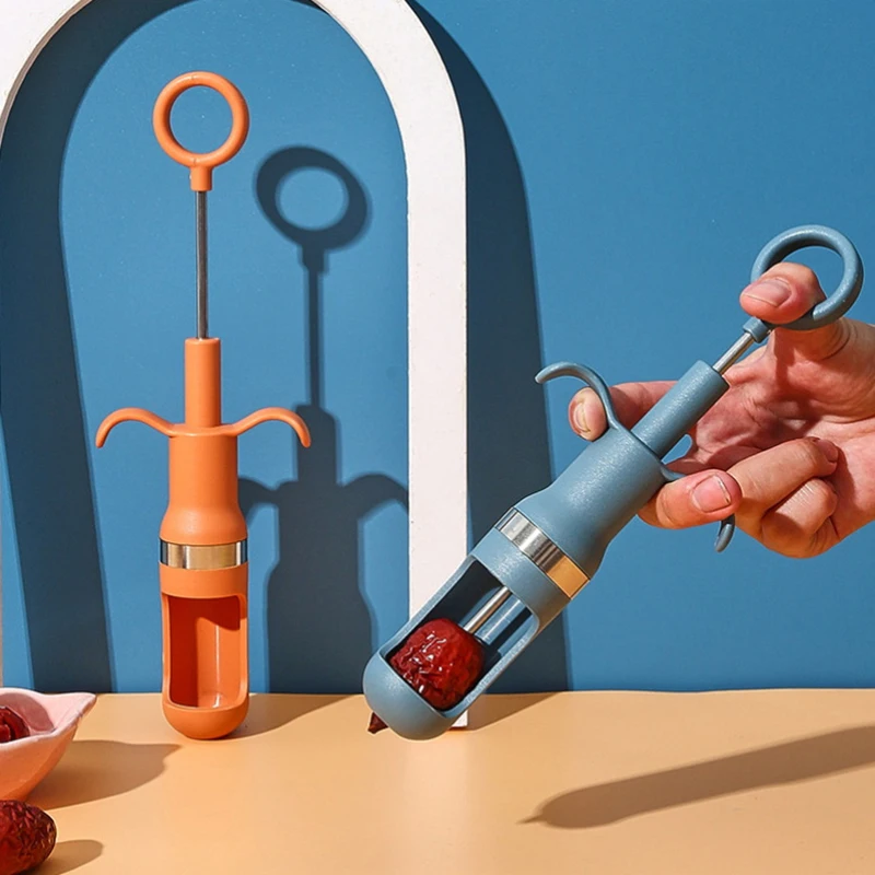 Creative Red Date Pitting Device Kitchen Gadget Fruit Pit Separator Manual Push Type Quick Core Remover Kitchen Accessories