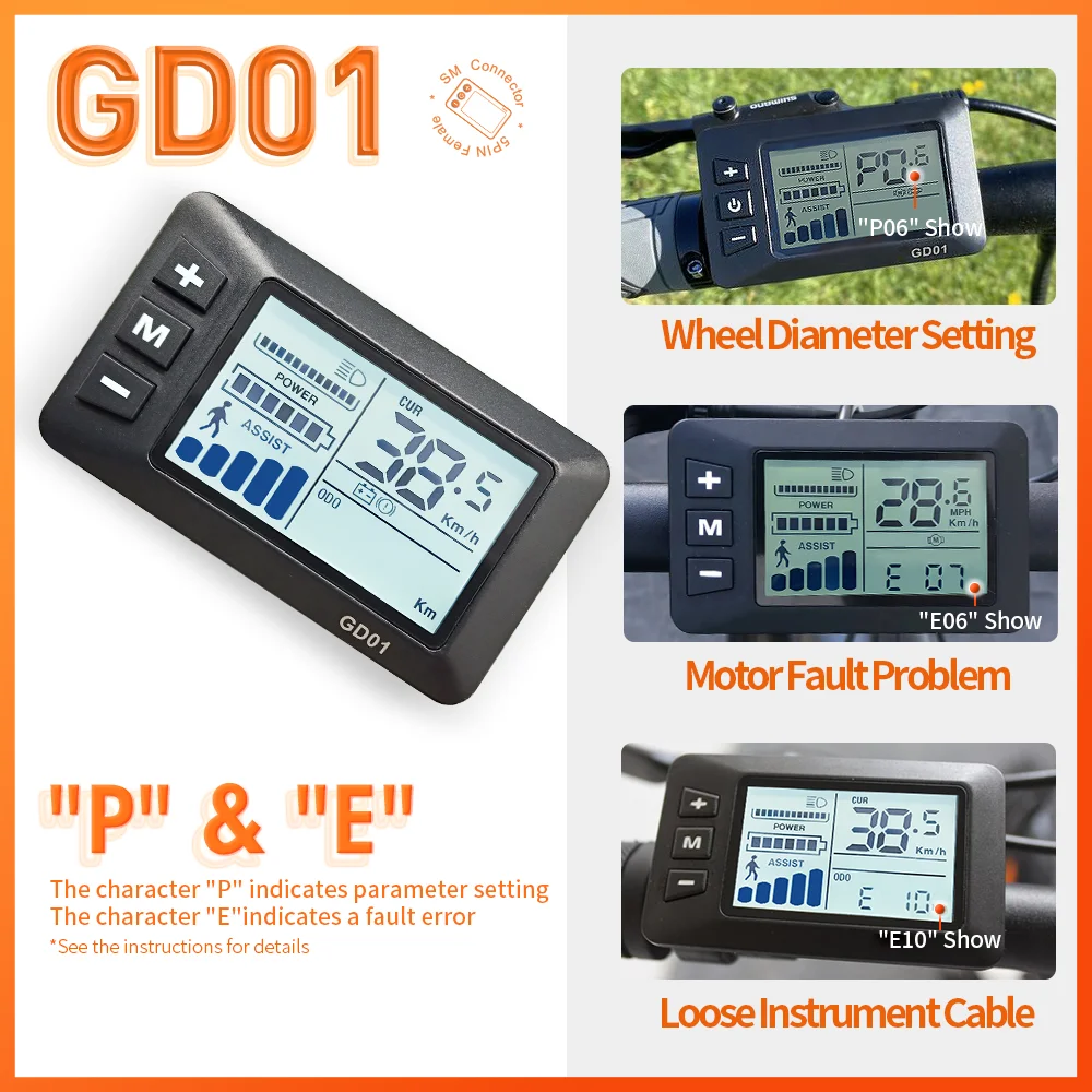 36/48V 30A Sine Wave Controller GD01 Display Throttle 8 PAS kit for E-bike MTB e