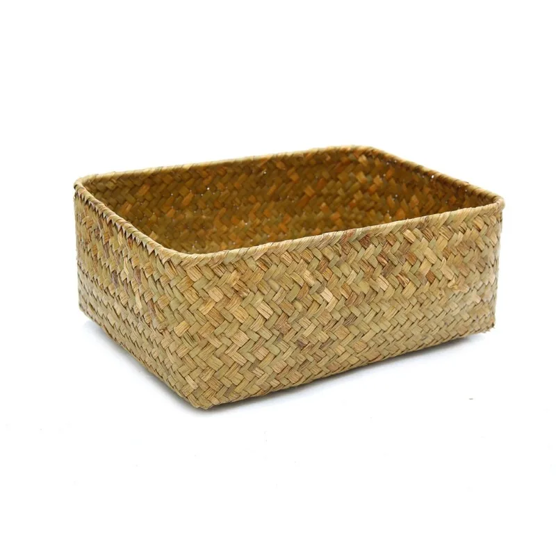 Handmade Straw Dried Flower Fruit Pot Basket Rattan Box Candy Earphone Panier De Rangement Organizer Useful Storage  Cesto 3