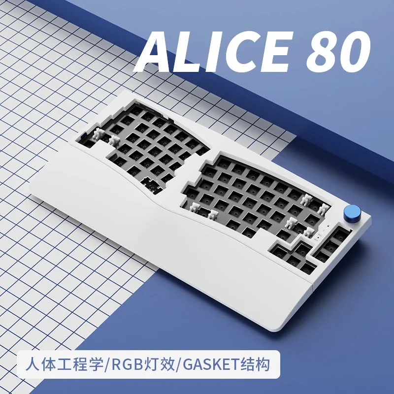 Feker Alice80 인체공학적 기계식 키보드 앨리스 레이아웃 가스켓 마운트 3도 경사 무선 블루투스 2.4G 핫 스왑 RGB 오피스