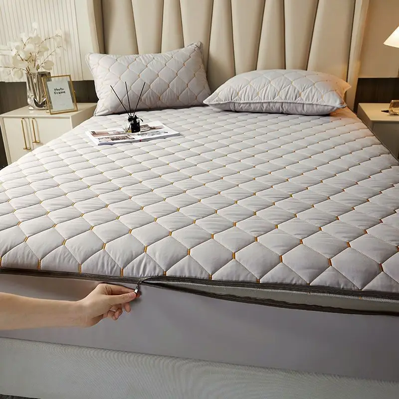 BedFittedSheetQuiltedMattressCoverWithZipperBedspreadMattress