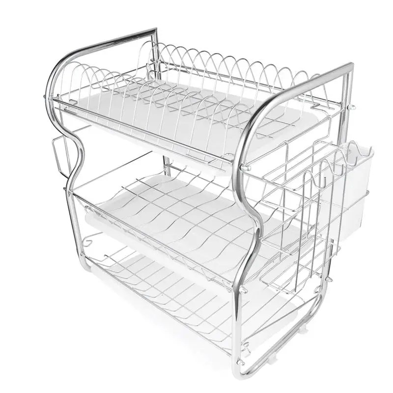 

1 Pc Kitchen Cutlery Drain Rack 3 Layer Dish Drainer Iron Storage Organizer Rustproof Dishes Plates Organization Shelf