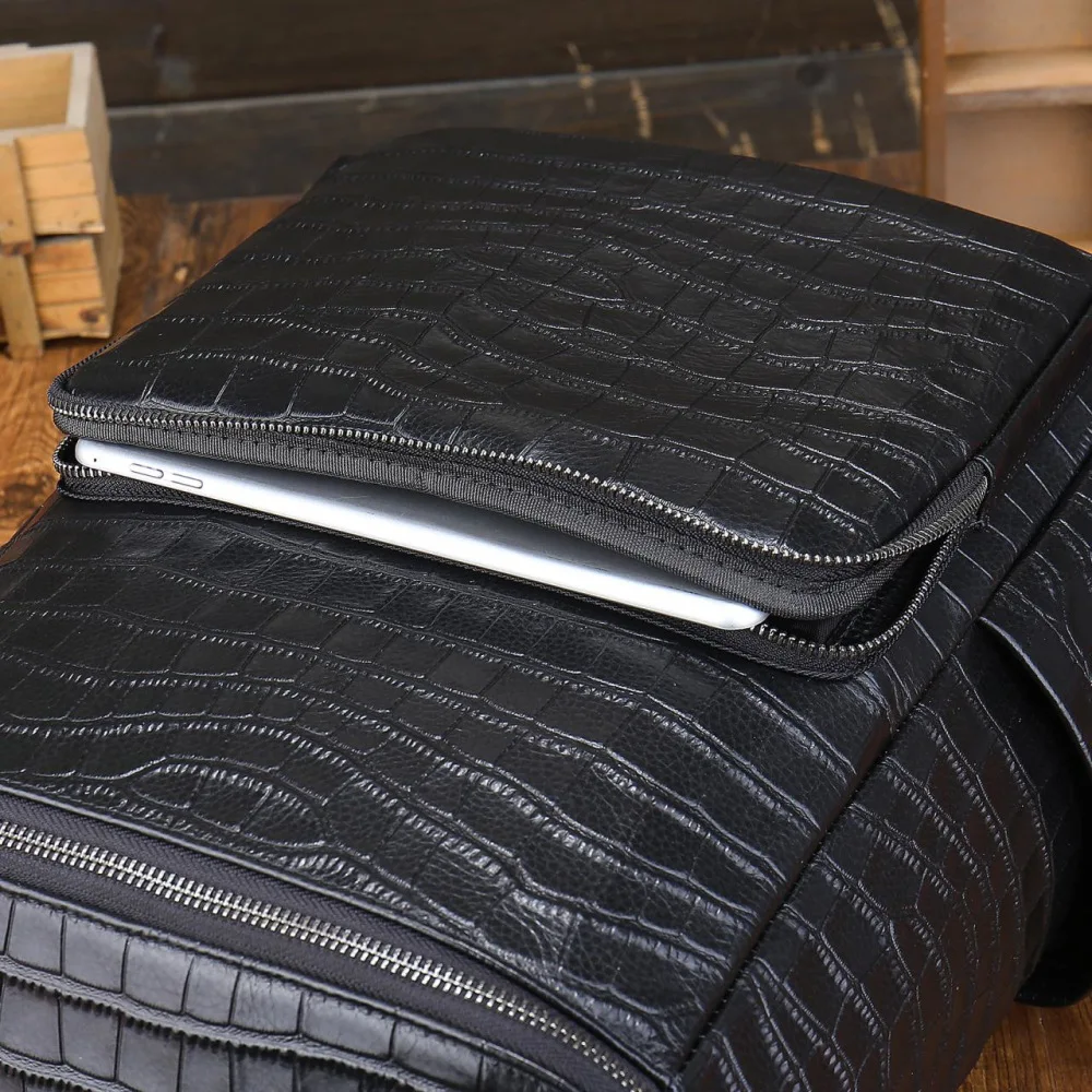 2024 New Fashion Men Backpacks Alligator Male Korean Student Backpack Large Boy Business Casual Laptop School Computer Bags 6