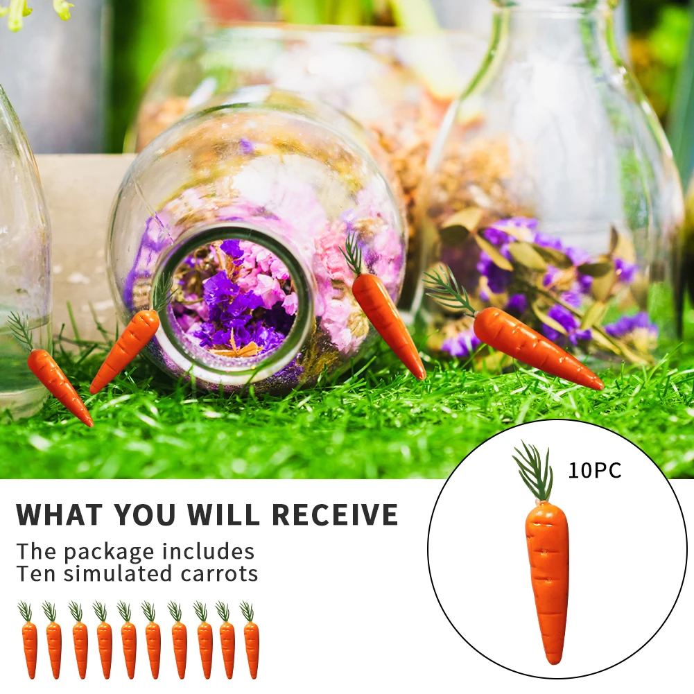Vegetable Ornaments 10pcs Mini Artificial Simulation Carrot Shop Home Decoration