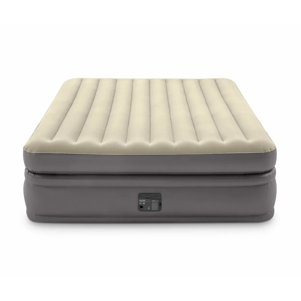 INTEX 64164 inflatable khaki double airbed with built-in electric-pump flocked camping mattress for indoor &outdoor