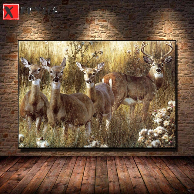 HUACAN 5D DIY Diamond Painting Deer Diamond Mosaic Landscape House  Embroidery Animal Rhinestone Wall Decor - AliExpress