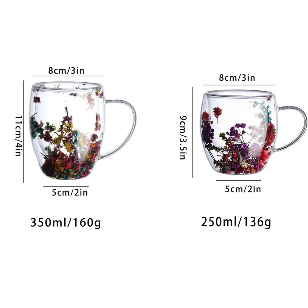 350ml Creative Double Wall Glass Mug Heat-Resistant Double-Layer Glass High Borosilicate Office Cup Coffee Cup Water