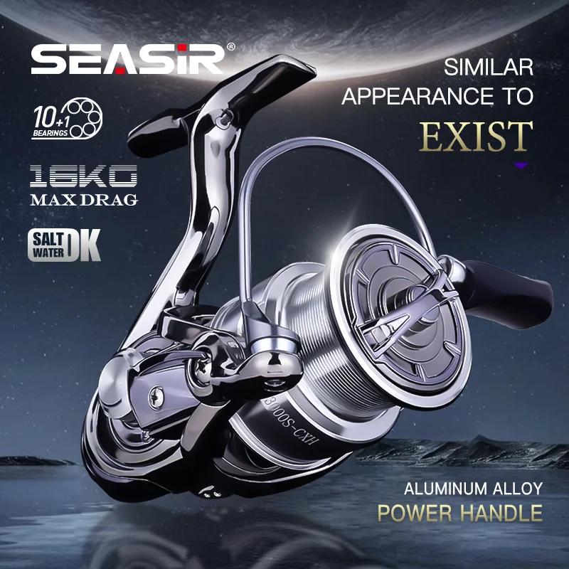 SEASIR Spinning Fishing Reel DW POWER HANDLE, 10+1BB 1500S 3000S Series 16KG 35LB Max Drag Aluminum Alloy Saltwater