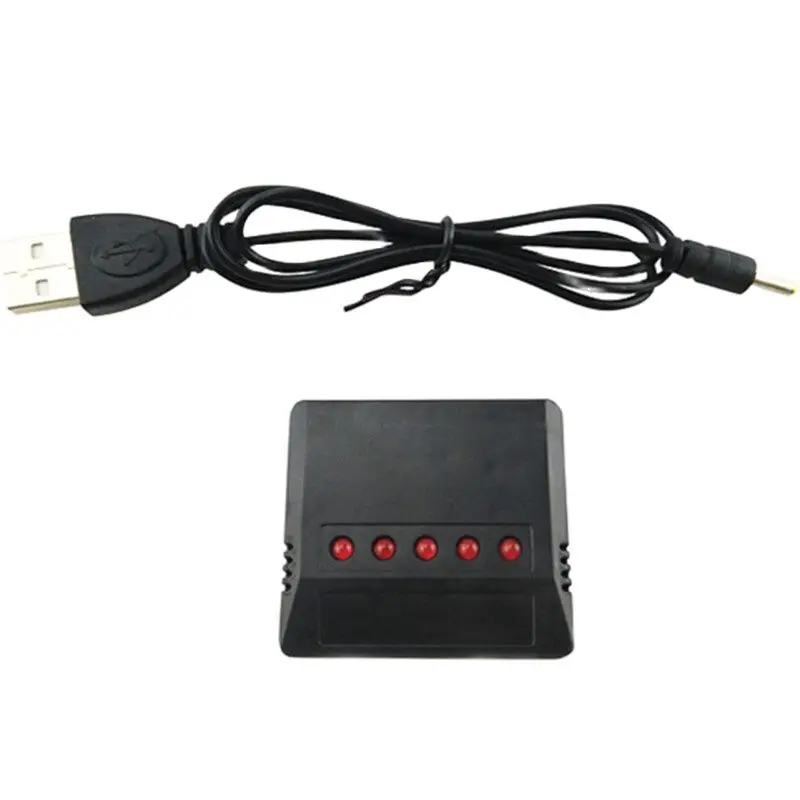 Chargeur d'équilibre pour batterie Lipo 3.7V affichant les cinq connecteurs compatibles Syma X5UW X5UC X5C