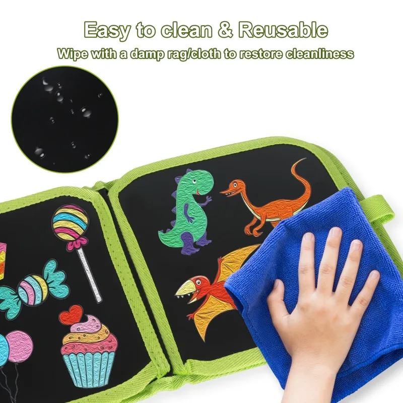 Erasable Doodle Book Reusable Magic Blackboard with Pens Painting for Kid Montessori Educational Toy DIY Travel Coloring Kit 3