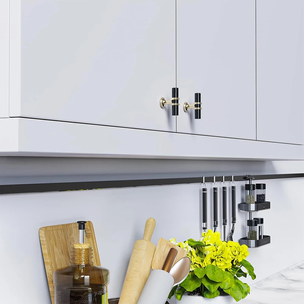Modern Black Gold Cabinet Handles-Solid Drawer Knobs for Kitchen Furniture with Zinc Alloy Material