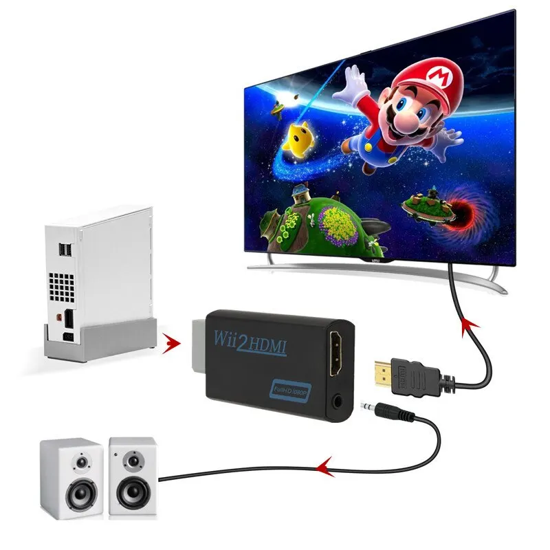 Ǯ HD 1080P Wii to HDMI ȣȯ  , Wii2HDMI ȣȯ , PC HDTV  ÷̿ 3.5mm 