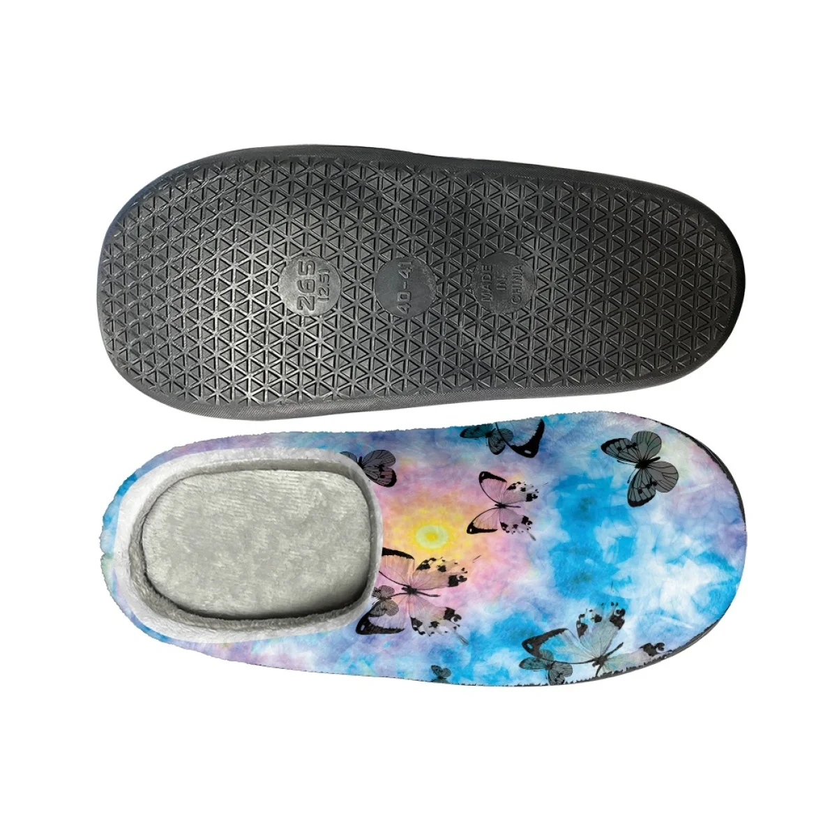 Gradient Starry Sky Butterfly Pattern Unisex Autumn Winter Home Cotton Slippers Breathable Comfortable Round Toe Flats Slipper