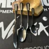 NBHD spoon tableware spoon long handle thickened home outdoor portable 304 stainless steel black steak knife 4