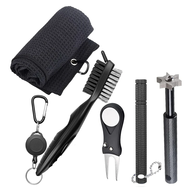 Golf Club Cleaning Tool,Retractable Golf Club Brush & 2 Golf Club Groove Sharpener for U&V