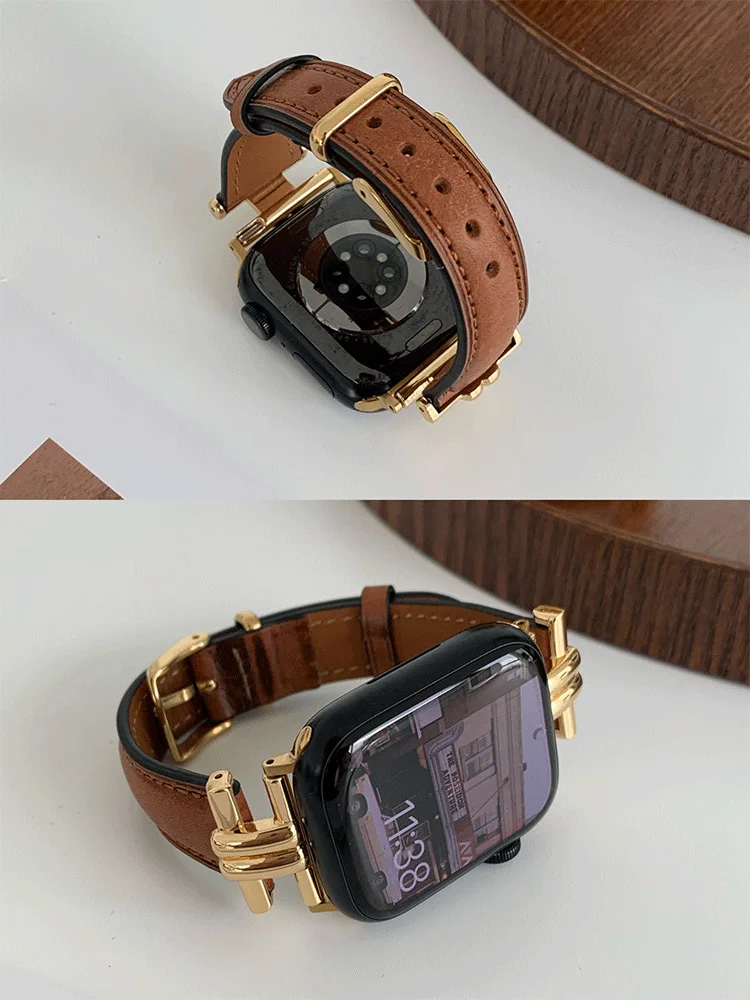 

Ремешок кожаный для наручных часов apple watch 1/2/3/4/5/6/7/8/SE