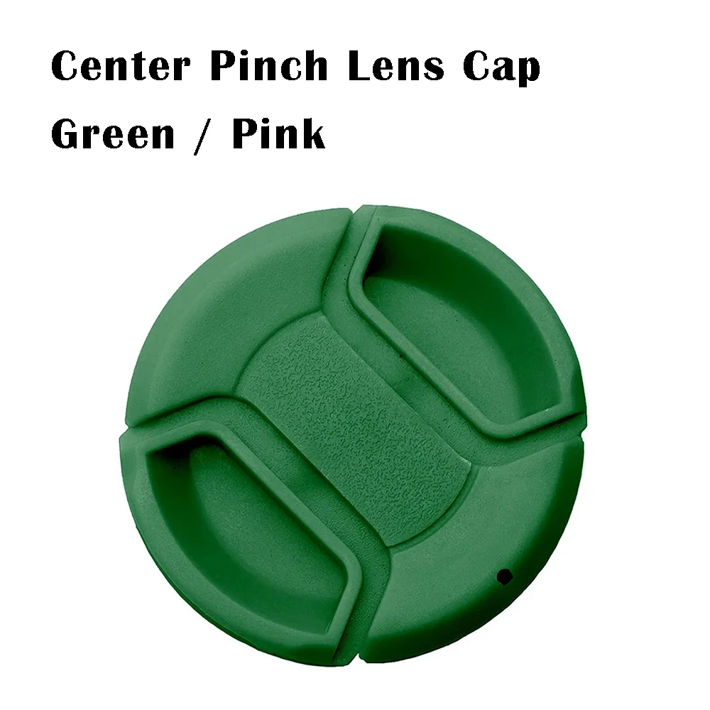 

Pink / Green Colorful Center Pinch Camera Lens Cap Cover Universal Snap-on Plastic 49 52 58 67 mm