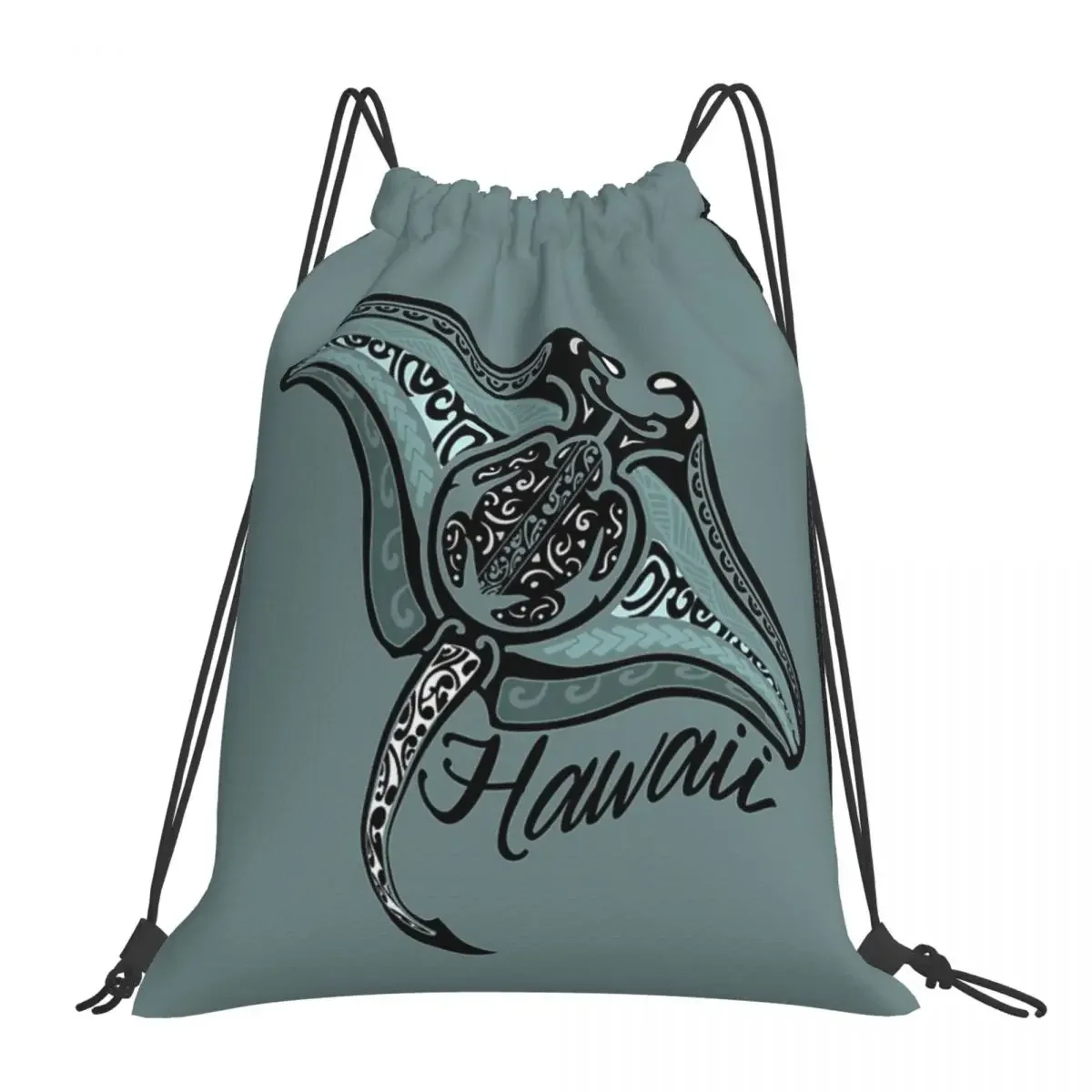 

Hawaiian Tribal Ray Backpacks Multi-function Portable Drawstring Bags Drawstring Bundle Pocket Sports Bag BookBag For Man Woman