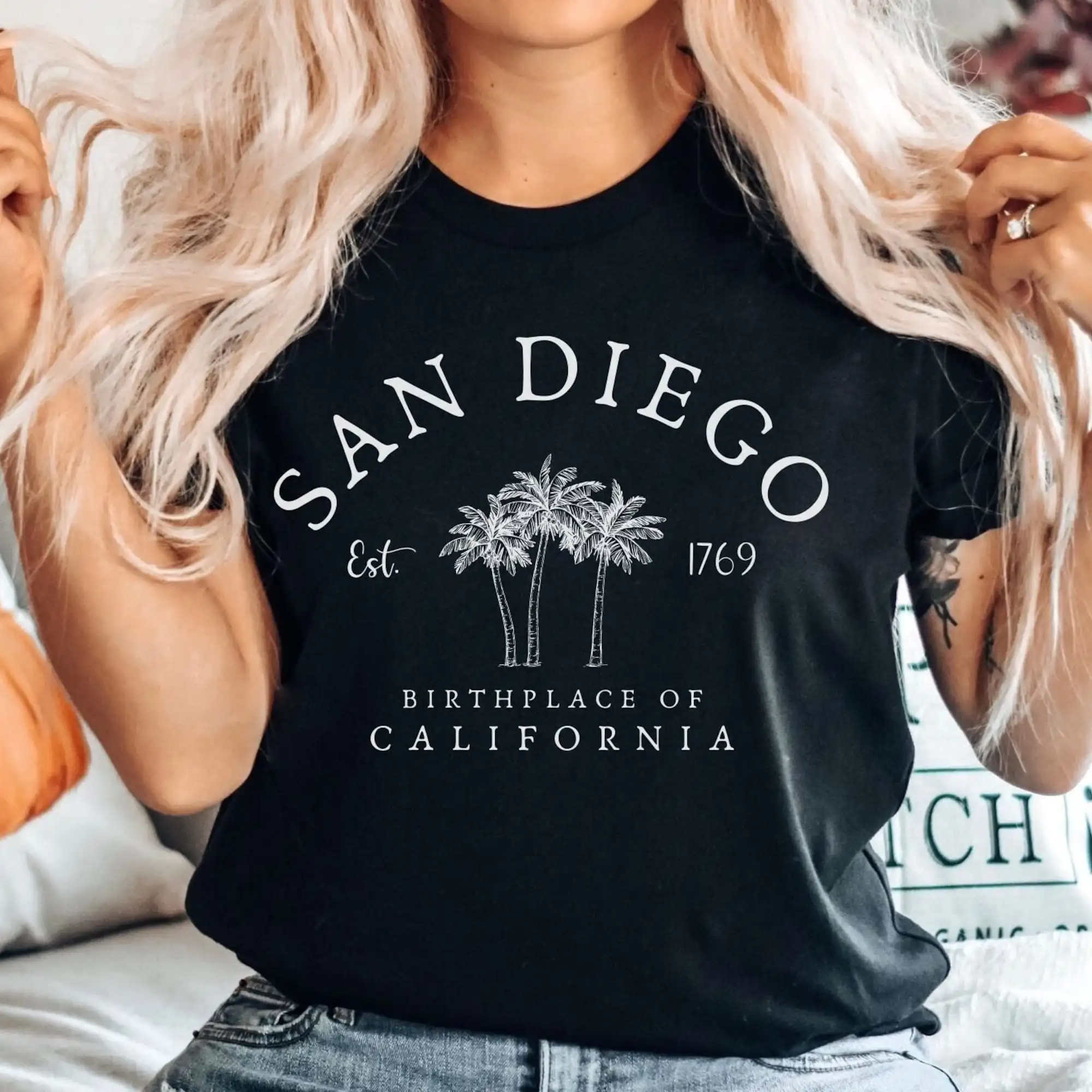 Camicia San Diego, Maglietta Califormia Palm Trees, Unisex