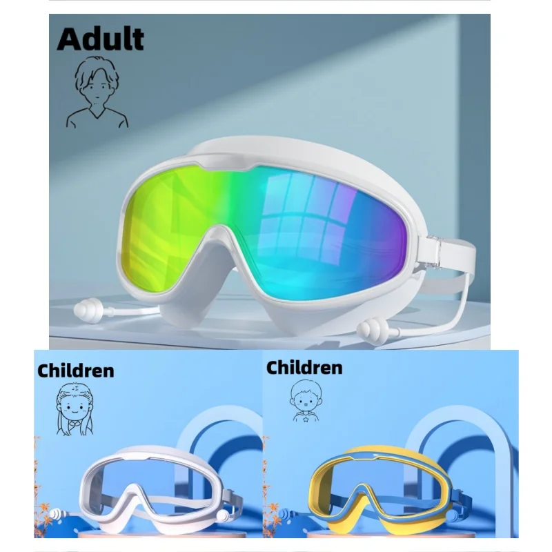 Swimming Goggles HD Waterproof Anti Fog Large Frame for Adult Child Diving Swimming