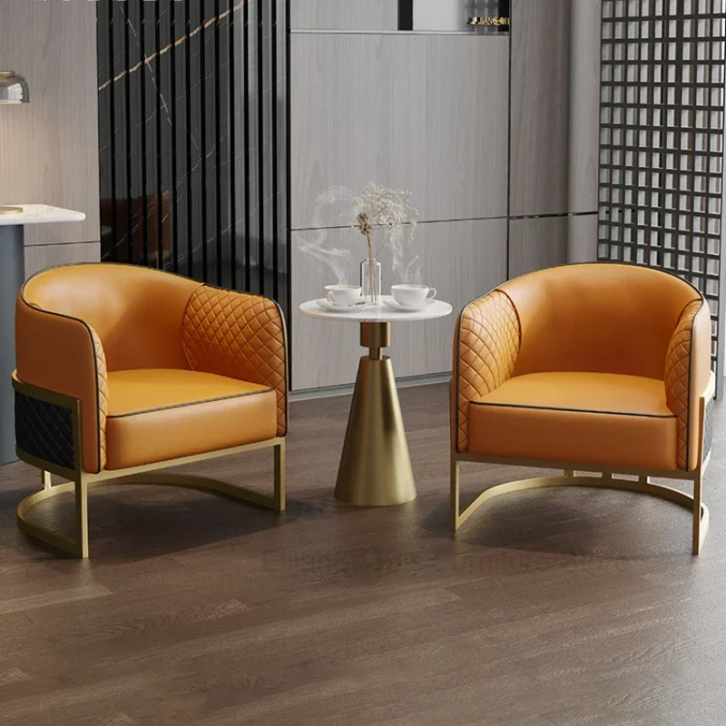 뷰티살롱 라운지 거실 안락의자, 북유럽 스타일, PU 가죽 의자, 모던 체어, 살롱 홈 가구, 편안한 독서 