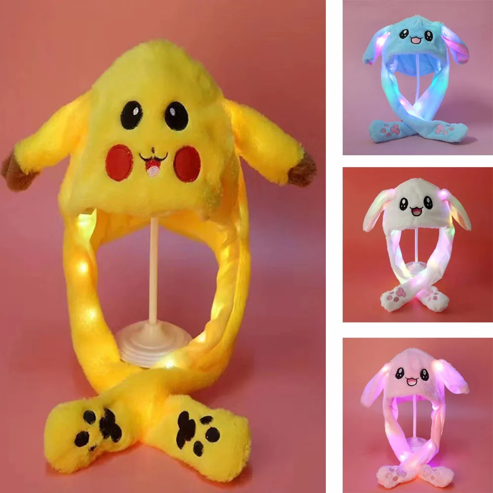 Pokemon Plush Hat Pikachu Cute Ear Shape with Warm Light