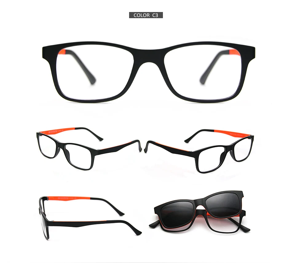 RS002 Magnetische Polarisierte Clip-Brillenfassung für Damen, TR90 Optische Kurzsichtigkeits-Clip-Brille, Fluoreszierende Brillenfassung – Detail 12