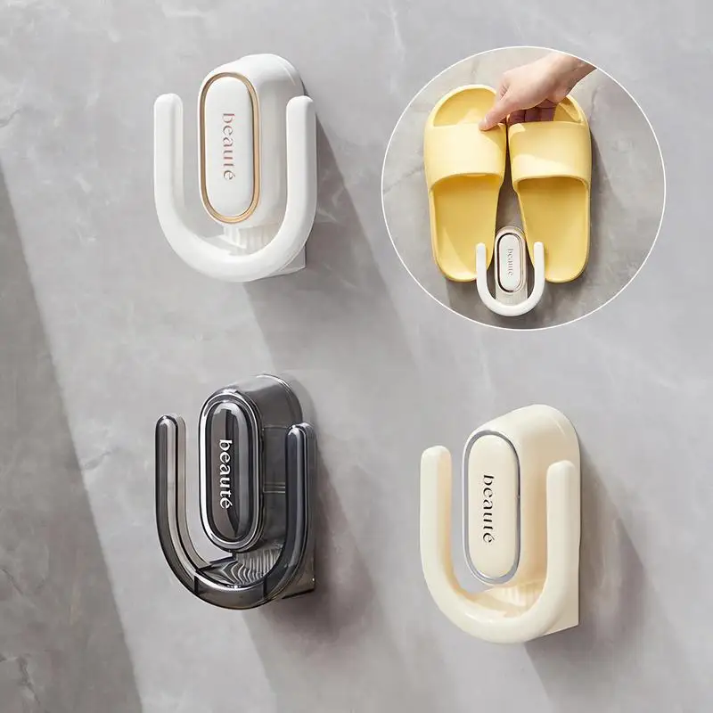 

Slippers Rack No Punching Hanging Shoe Organizer Bathroom Slipper Hook Toilet Towel Hanger Wall Mounted Bedroom Shoe Drying Rack