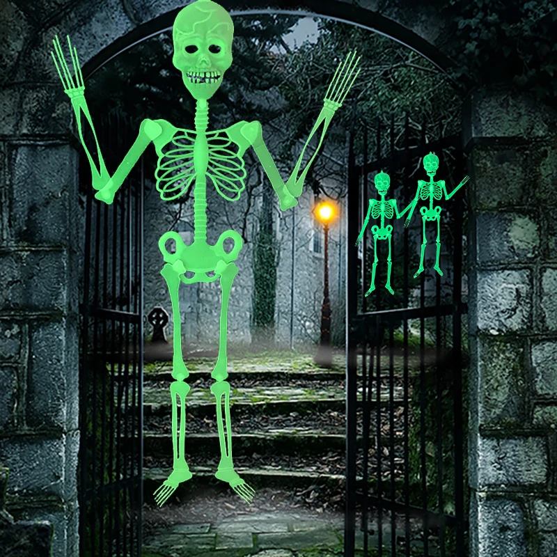 Squelette Halloween Lumineux Avec Tête De Mort - Déco Maison/Jardin - Neuf
