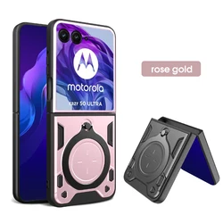 Premium Military Grade Phone Case with Built-in Kickstand and Drop Protection for ForMOTO Razr40Ultra (Rose Gold)